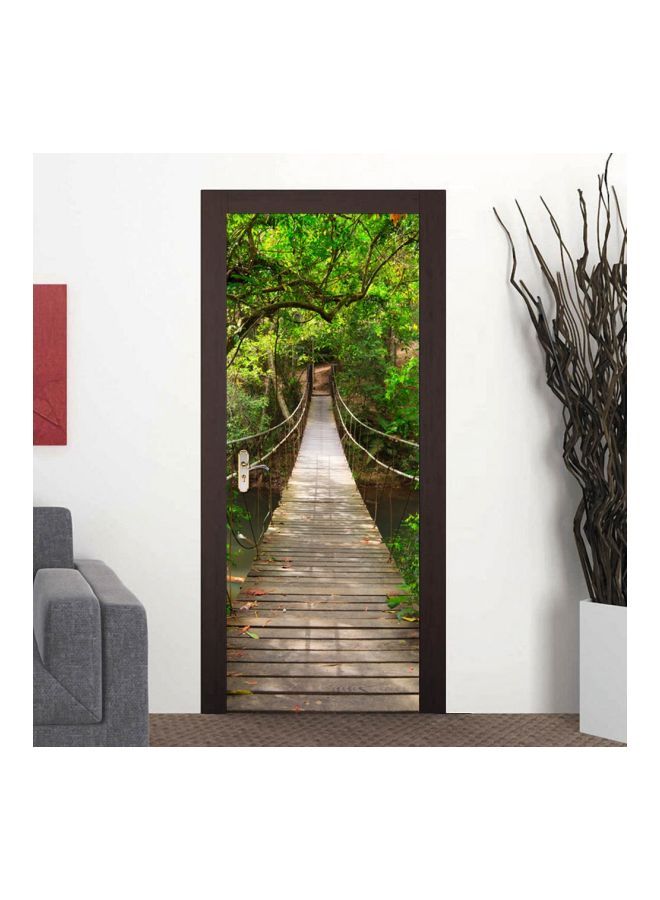 نيبمينينت ملصق باب للتزيين ثلاثي الأبعاد أخضر/ بني/ بيج 60x180سم - Image 4