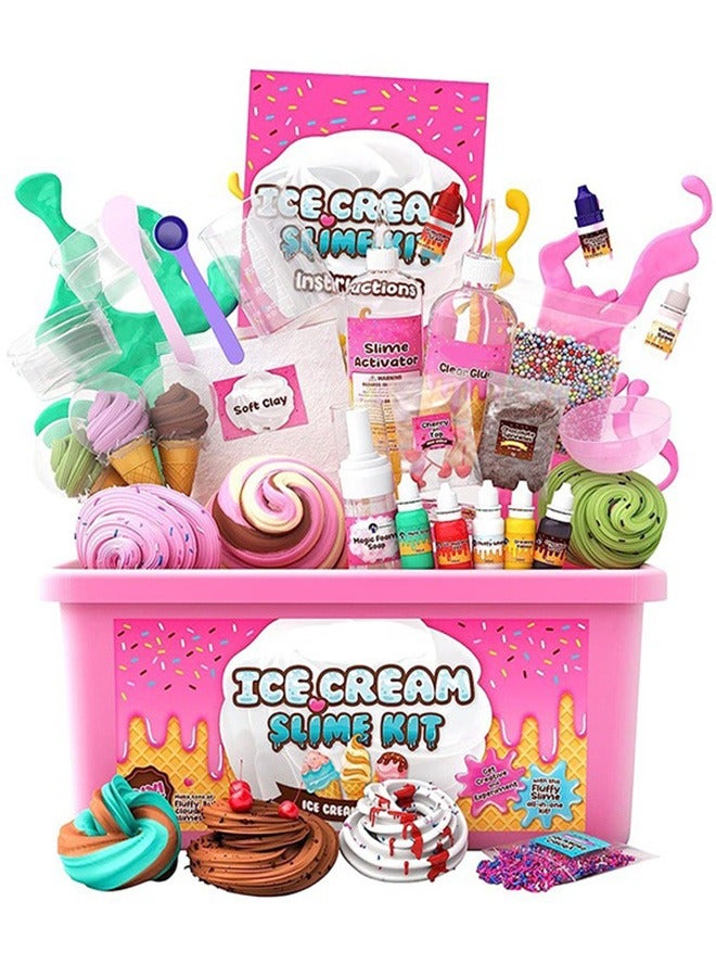 MIXDE Ice Cream Slime Kit for Girls, Amazing Ice Cream Slime Making Kit to Make er Slime, Cloud Slime u0026 Foam Slimes – Stress Relief Party Favors u0026 Great Gift Idea. - Image 1