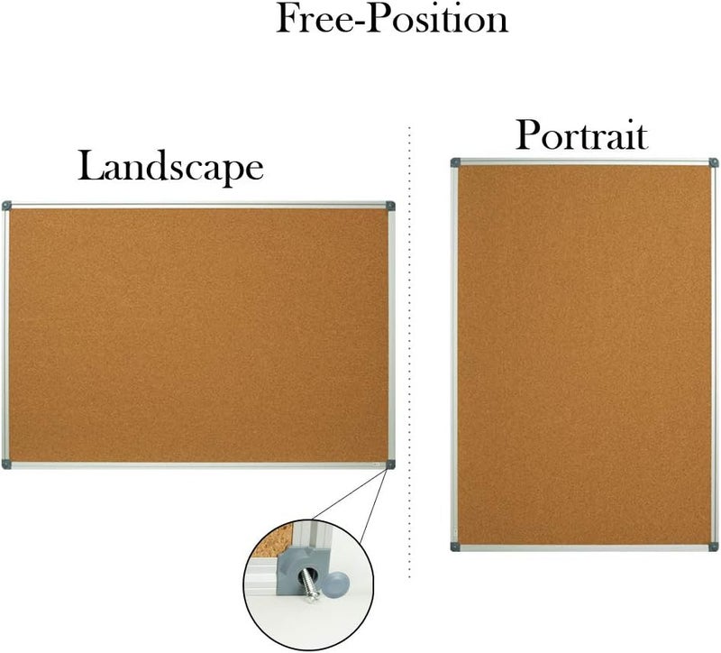 Lockways Cork Board Bulletin Board, 2 Pack Double Sided Corkboard 36" x 24", Wall-Mounted Silver Aluminum Message Presentation Notice Board 3 x 2 Feet - Image 2