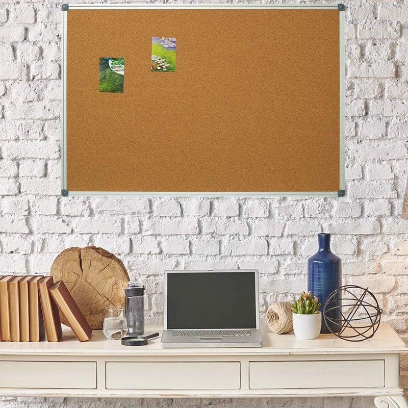 Lockways Cork Board Bulletin Board, 2 Pack Double Sided Corkboard 36" x 24", Wall-Mounted Silver Aluminum Message Presentation Notice Board 3 x 2 Feet - Image 5