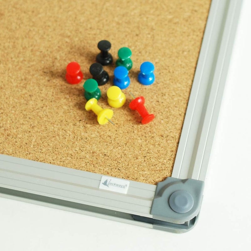 Lockways Cork Board Bulletin Board, 2 Pack Double Sided Corkboard 36" x 24", Wall-Mounted Silver Aluminum Message Presentation Notice Board 3 x 2 Feet - Image 4
