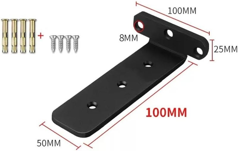 Black Heavy Duty Wall Mounted Shelf Brackets 2 Pack Right Angle Steel Support For Bookshelves TV Cabinets - Image 3