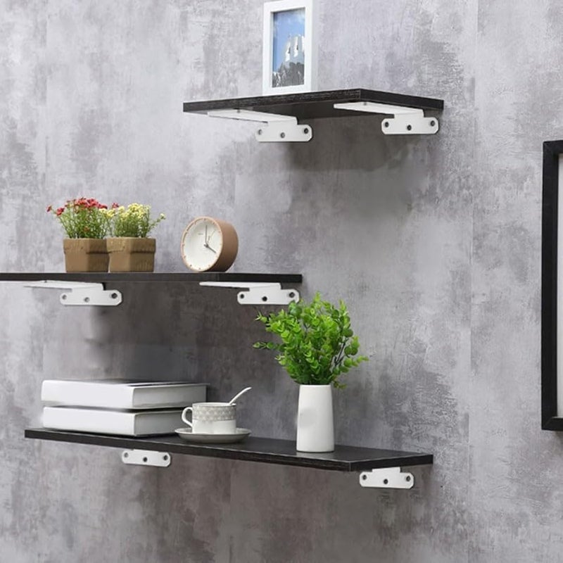 Black Heavy Duty Wall Mounted Shelf Brackets 2 Pack Right Angle Steel Support For Bookshelves TV Cabinets - Image 5