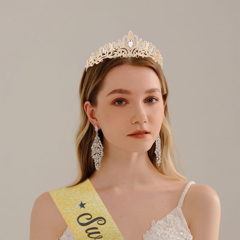 KICOSY Sweet 16 Birthday Crown and Sash for Girls, Sweet 16th Sash and Birthday Tiara Set, Sweet 16 Party Decorations Birthday Accessories for Women, Sweet 16 Gifts for Girls - Image 3