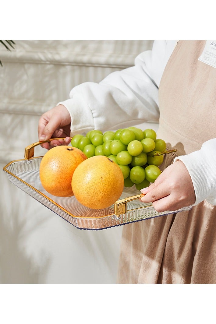 متجر الفرح مجموعة من 3 صواني بلاستيكية شفافة بمقابض مقاس 20/18/15 بوصة صينية تقديم كبيرة للطعام والفواكه والخضروات والخبز والكعك والكوكيز والحفلات - Image 4