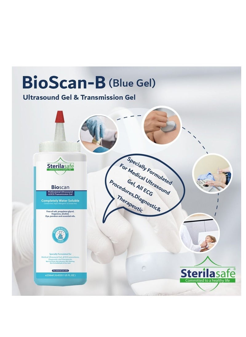 Sterilasafe Sterilasafe BioScan-B Professional ECG Medical Ultrasound Transmission Gel, Blue, 250 ml  - Image 4