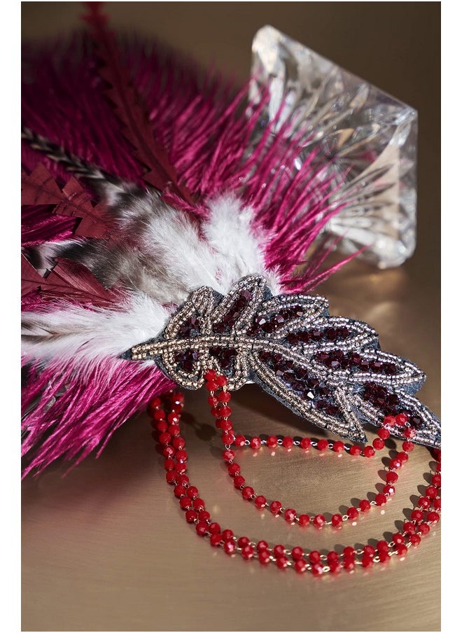 1920S Headpiece Flapper Headband - Roaring 20'S Sequined Showgirl Hair Band With Feather (Wine Red) - pzsku/Z4713FB7CD946180144E7Z/45/_/1735567044/f7690505-ac84-4476-b667-9c0c2829edc4