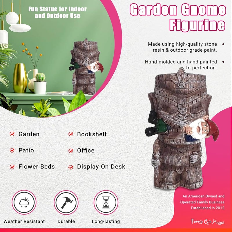 Funny Guy Mugs Garden Gnome Statue - Tiki and A Gnome - Indoor/Outdoor Garden Gnome Sculpture for Patio, Yard or Lawn - Image 3
