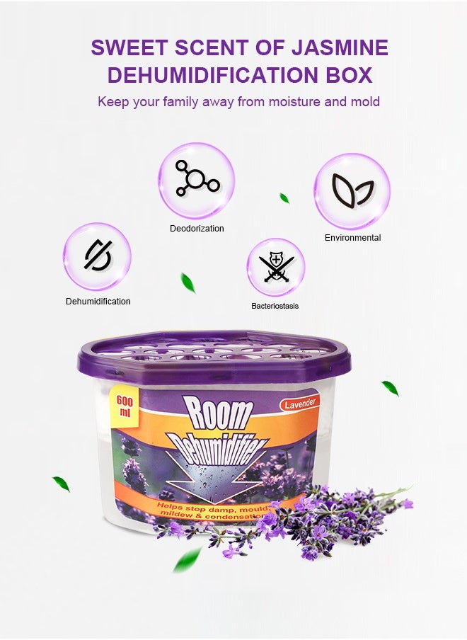 HomarKet 3-Pcs Moisture Absorbers 600ml Dehumidifiers to Control Excess Moisture for Basements Closets Bathrooms Laundry Rooms Kitchen and Study Moisture Absorbers Odor Eliminator Lavender fragrance  - Image 3