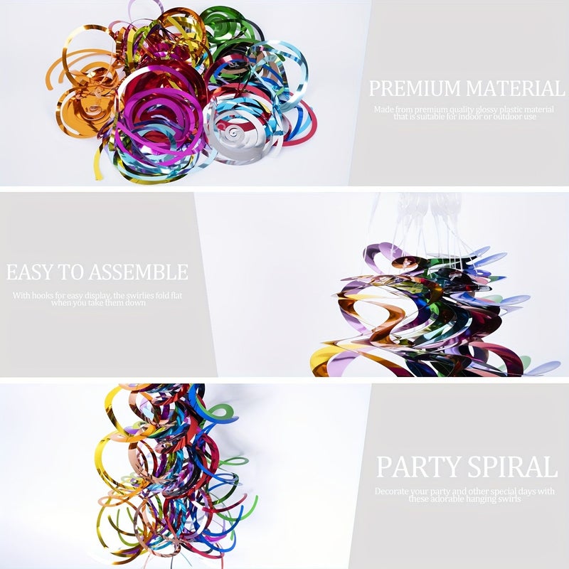 Set Of 12 Silvery Swirl Party Decorations Shiny Birthday Ceiling Decorations For Wedding Anniversaries Graduations Christmas Halloween Interior - Image 4