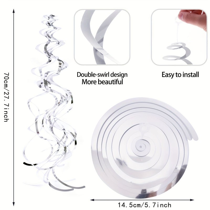 Set Of 12 Silvery Swirl Party Decorations Shiny Birthday Ceiling Decorations For Wedding Anniversaries Graduations Christmas Halloween Interior - Image 3