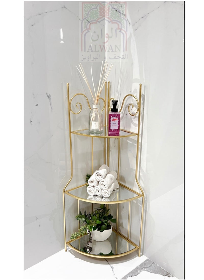 alwan antiques and frames 3-Tier Gold Corner Shelf 
