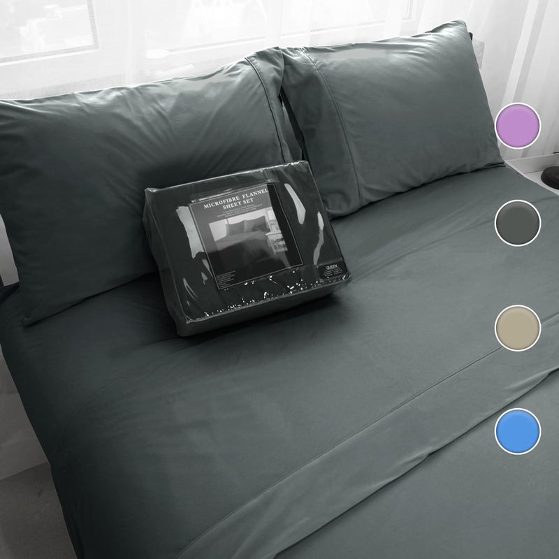 Ramesses Deep Pocket Flannel Sheet Set- Luxury Brushed Microfiber- Super Soft and Warm 4-Piece Flannel Bed Sheets-Shrinkage and Fade Resistant - Easy Care.(Charcoal, Queen)â€¦ - Image 2