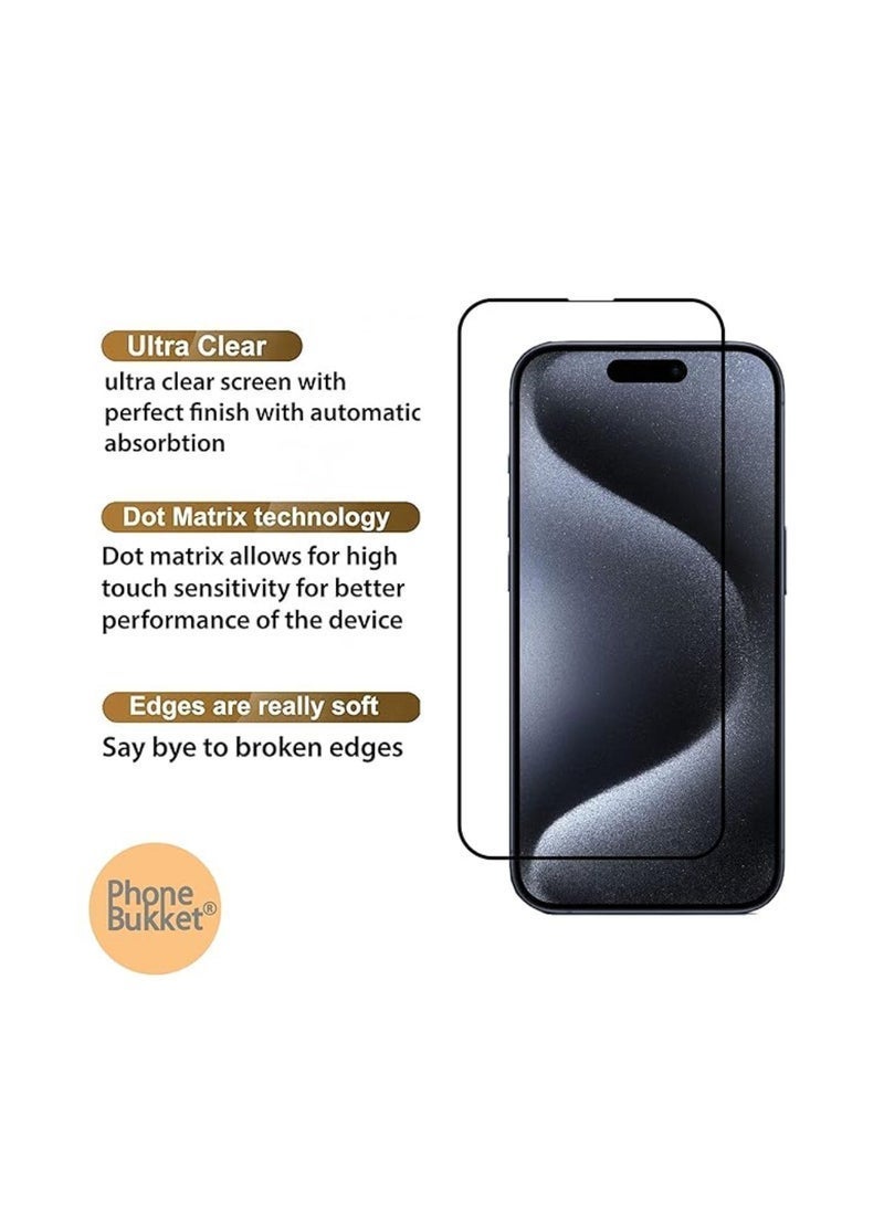 Raxoom 3 Pack Privacy Tempered Glass Screen Protector for iPhone 15 Pro 6.1 Inch Full Coverage Anti-Spy Scratch Resistant HD Glass Screen Guard Set (Privacy) - Image 2