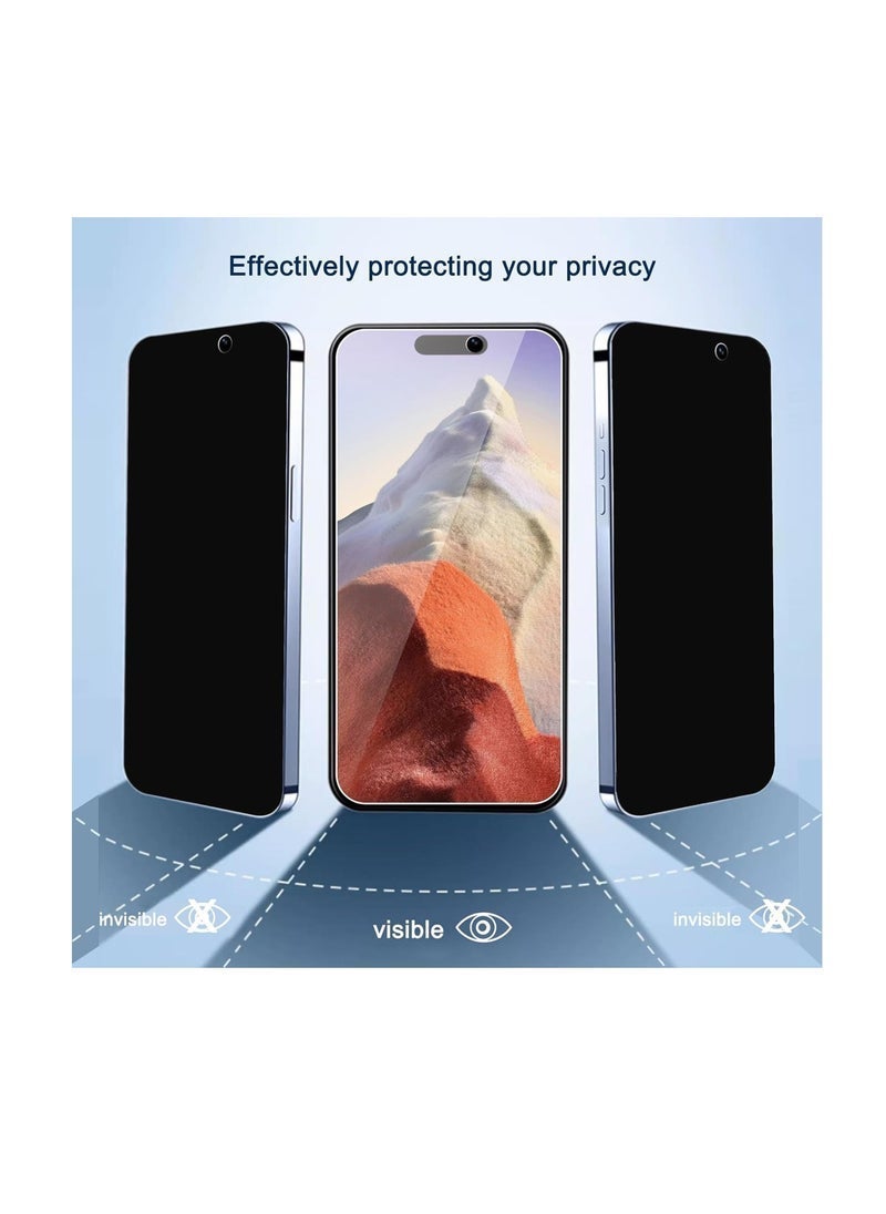 Raxoom 3 Pack Privacy Tempered Glass Screen Protector for iPhone 15 Pro 6.1 Inch Full Coverage Anti-Spy Scratch Resistant HD Glass Screen Guard Set (Privacy) - Image 3