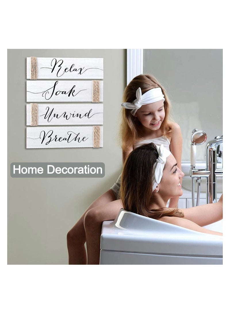 Captaintech 4PACK 12.6X4INCH Family Rustic Wooden Signs Farmhouse Wall Sign Funny Bathroom Art Wood Plaque Entryway Home Decoration for Bedroom Living Room Office House Decor - Image 5