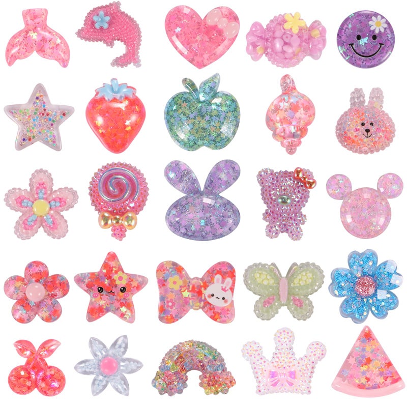 DALOO 1 Pack 25 PCS Bling Bling Shoe Charms For Women3D Anime Shoe Charms For Women Acrylic Charms For Shoe Flower Shoe Charms For Shoe Decoration Charms - Image 1