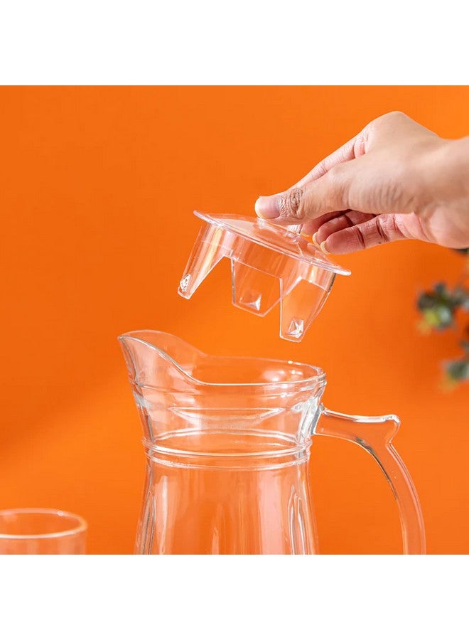 bellemax Italian Premium Water and Juice Glasses Set of 6 and Jug Set Combo,(6 Pieces Glasses 350ML and 1 Water Juice Jug 1.6 Liter), Transparent, Glass and Jug Set (Traditional) - Image 4
