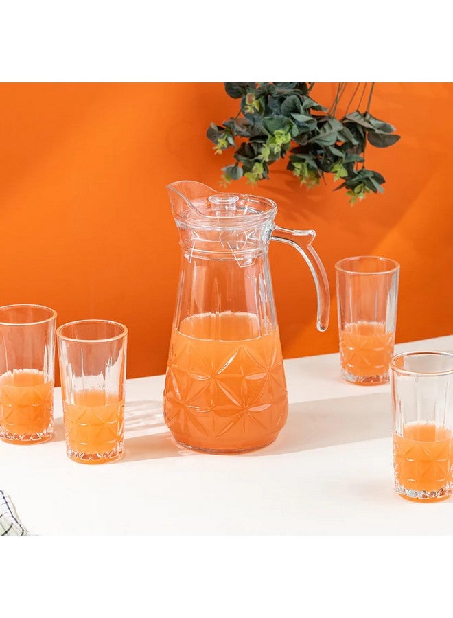 bellemax Italian Premium Water and Juice Glasses Set of 6 and Jug Set Combo,(6 Pieces Glasses 350ML and 1 Water Juice Jug 1.6 Liter), Transparent, Glass and Jug Set (Traditional) - Image 2