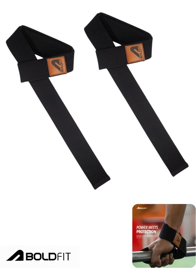Boldfit Weight Lifting Straps 1 Pair – Black Wrist Support & Deadlift Grip Straps for Men & Women, Gym, Strength Training & Heavy Workouts - Image 1