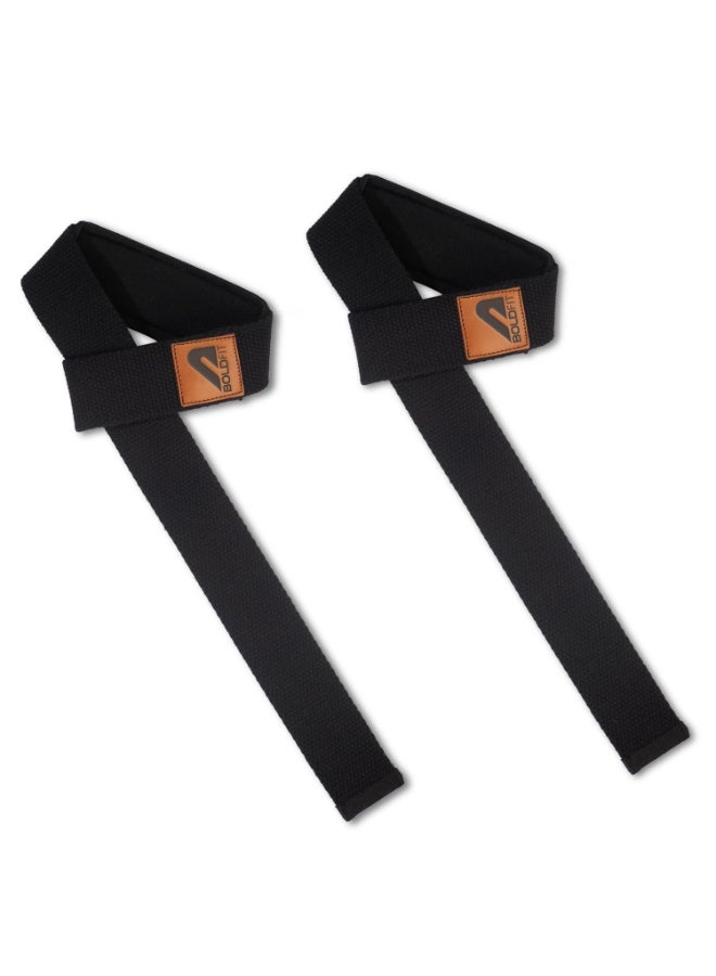 Boldfit Weight Lifting Straps 1 Pair – Black Wrist Support & Deadlift Grip Straps for Men & Women, Gym, Strength Training & Heavy Workouts - Image 2