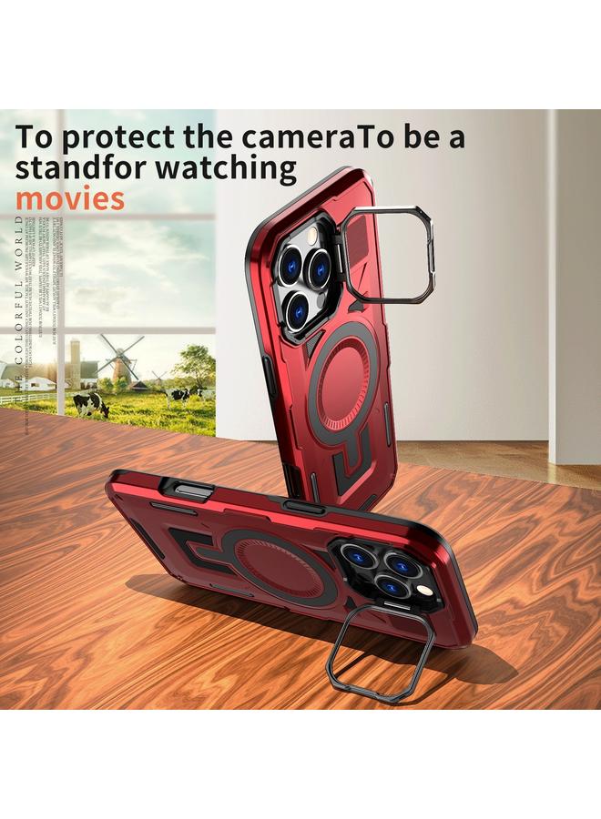 S-TOP Case For iPhone 14 Plus Shield Hollow Frame Holder MagSafe Phone Case - Image 3