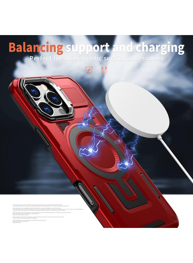 S-TOP Case For iPhone 14 Plus Shield Hollow Frame Holder MagSafe Phone Case - Image 4