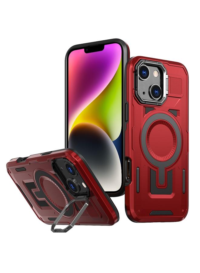 S-TOP Case For iPhone 14 Plus Shield Hollow Frame Holder MagSafe Phone Case - Image 1