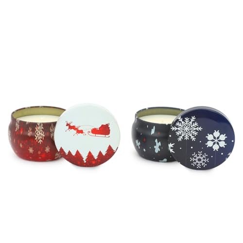 AURA DECOR AuraDecor Scented Christmas Tin Candle Gift Set – 4 Festive Fragrances, Long-Lasting Soy Wax Candles in Decorative Tins - Image 5