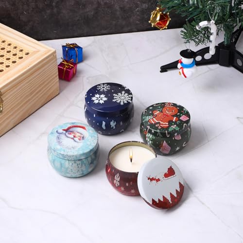 AURA DECOR AuraDecor Scented Christmas Tin Candle Gift Set – 4 Festive Fragrances, Long-Lasting Soy Wax Candles in Decorative Tins - Image 2