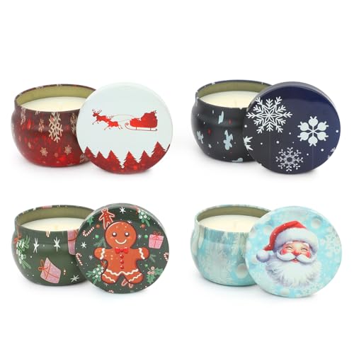 AURA DECOR AuraDecor Scented Christmas Tin Candle Gift Set – 4 Festive Fragrances, Long-Lasting Soy Wax Candles in Decorative Tins - Image 3