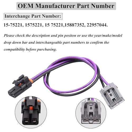 HOPUT 15-75221 1575221 15 75221 مجموعة أسلاك محرك المروحة لمعدات GM، 15887352 سيلفرادو موصل محرك المروحة AC متوافق مع GMC سييرا يوكون XL شيفروليه تاهو سوبربان هامر H2 - Image 2