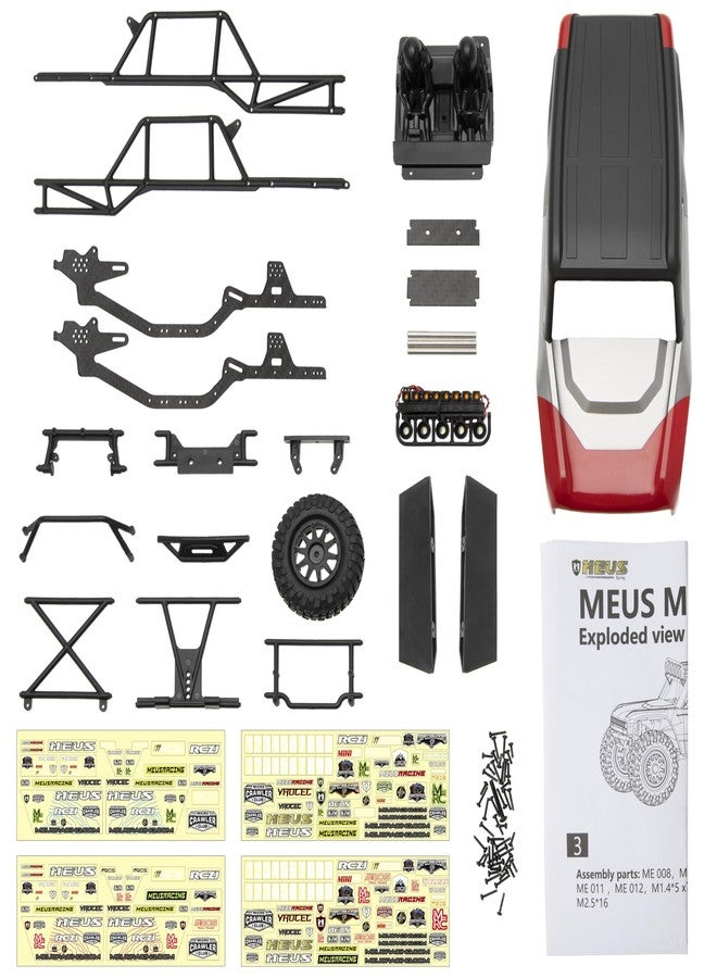 MEUS RACING هيكل سيارة MEUS RACING MB24 SCX24، مقاس 5.2 بوصة (132 مم)، مصنوع من مادة ABS وألياف الكربون والنايلون، مناسب لسيارات Axial SCX24 Bronco JLU B-17 C10 (أحمر) بمقياس 1/24. - Image 2