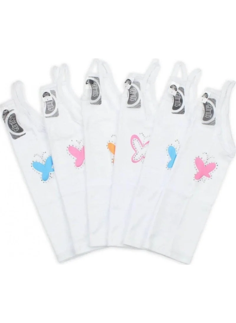 Gümüş Silver Girl Rope Strap Stoned Undershirt 3055 - 6 Pieces