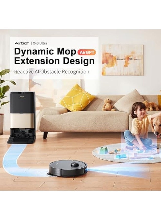 Airbot X40 Ultra – 17000Pa Robot Vacuum & Mop with Smart Obstacle Avoidance, Advanced AirGPT AI System, Precise Navigation, Auto Detangle, Mop Washing & Water Tank Refill - Image 3