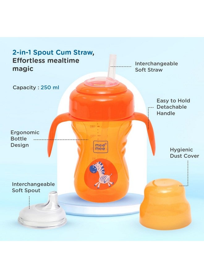 Mee Mee 2 in 1 Sipper Cup with Soft Silicone Spout & Straw for Baby | Sippy Cup for Toddlers | Twin Handle for Better Hold Grip and Drink | BPA Free, Non-Toxic with Anti Leak System | 210 ml (Orange) - Image 3
