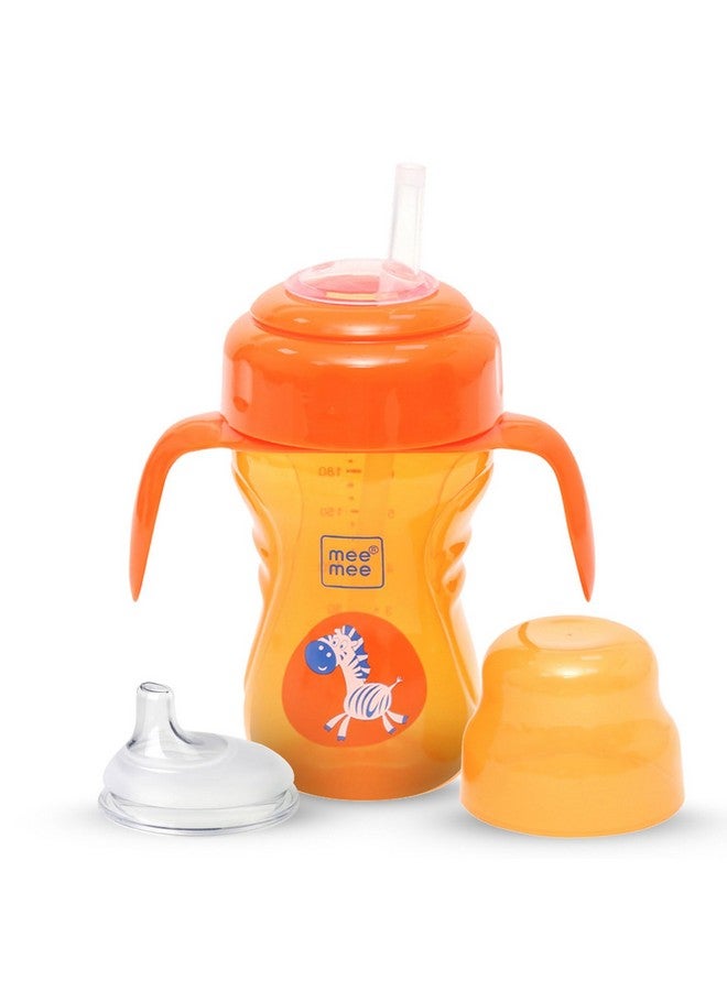 Mee Mee 2 in 1 Sipper Cup with Soft Silicone Spout & Straw for Baby | Sippy Cup for Toddlers | Twin Handle for Better Hold Grip and Drink | BPA Free, Non-Toxic with Anti Leak System | 210 ml (Orange) - Image 1