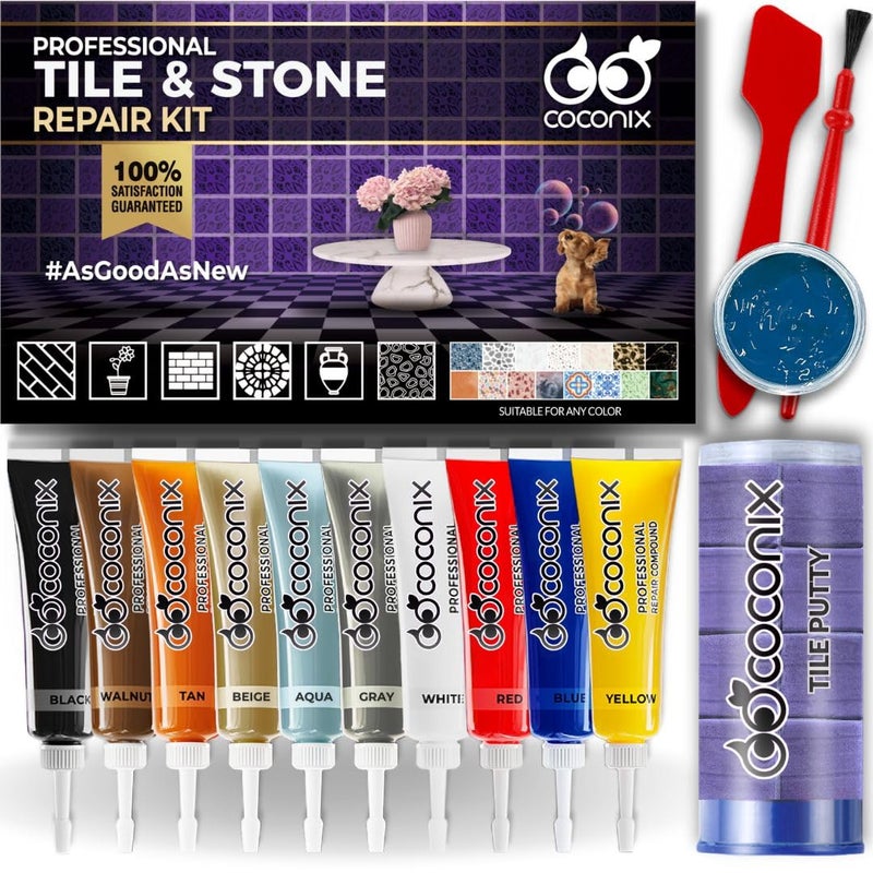 Coconix Tile & Stone Repair Kit | Fix Cracks, Chips, and Scratches on Bathtubs, Tile and Stone Floors, Walls, and Counters | Easy Application with Kneadable Putty - Image 1