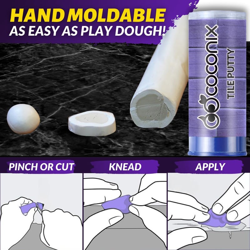 Coconix Tile & Stone Repair Kit | Fix Cracks, Chips, and Scratches on Bathtubs, Tile and Stone Floors, Walls, and Counters | Easy Application with Kneadable Putty - Image 3