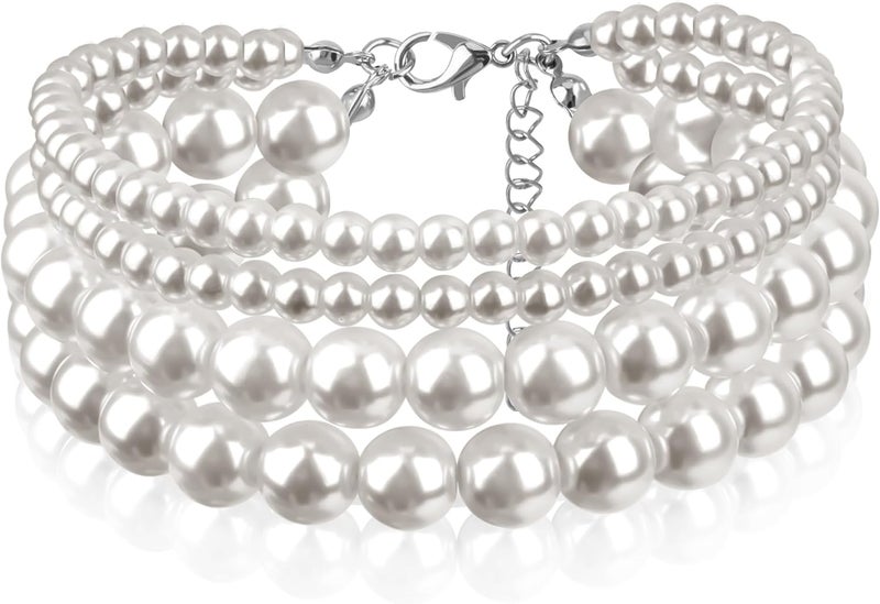 Coolrunner Ladies Faux Pearls Accent Off White Stretch Wrist Bracelet Jewelry (Pearl style3) - Image 1