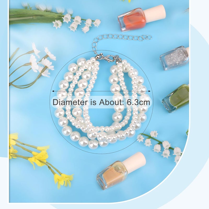 Coolrunner Ladies Faux Pearls Accent Off White Stretch Wrist Bracelet Jewelry (Pearl style3) - Image 2