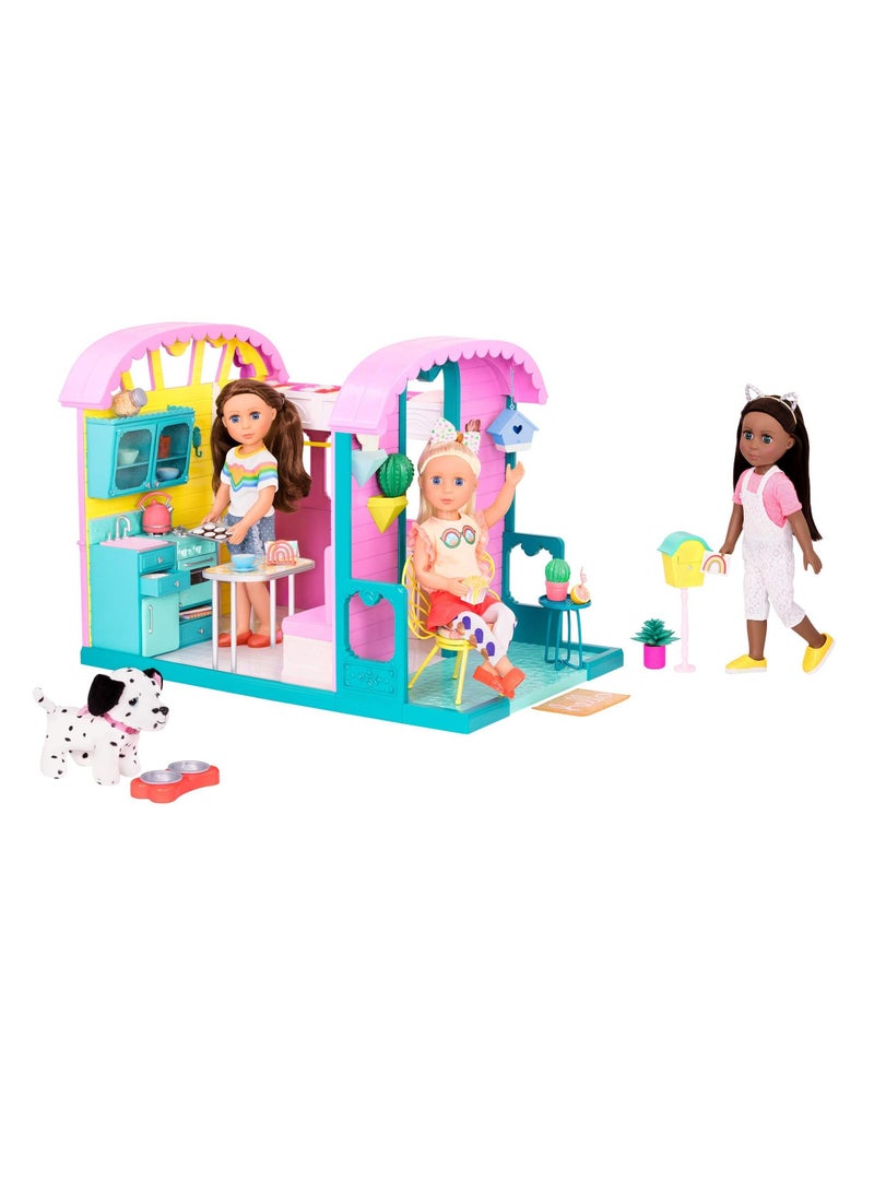 Glitter Girls Caravan Large Home Set Dollhouse and Furniture Playset Toys House - Image 1