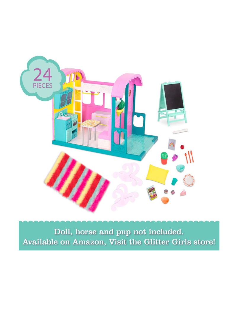 Glitter Girls Caravan Large Home Set Dollhouse and Furniture Playset Toys House - Image 2