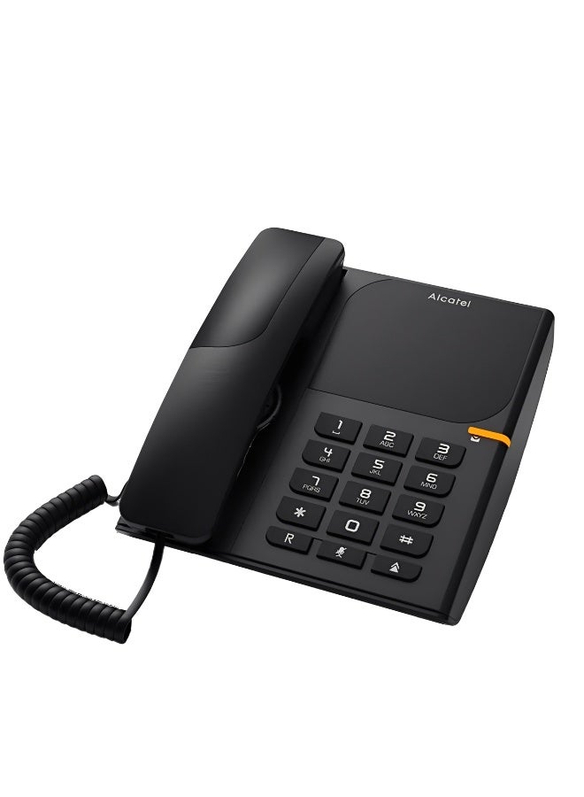 ألكاتل هاتف سلكي T26، قابل للتعديل في مستوى الصوت، وإعادة الاتصال، وكتم الصوت، والوميض، وتصميم قابل للتثبيت على الحائط مع مؤشر اتصال LED
