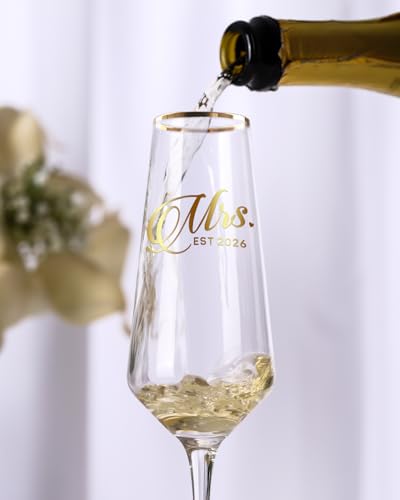 comfit Mr and Mrs Champagne Glasses Set of 2 Long Stem Wedding Champagne Flutes 2026 Bridal Shower GiftsEngagement Gifts for Couples Newlyweds 85oz - Image 3