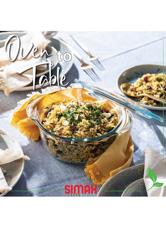 Simax Casserole Dish with Lid, Glass Casserole Dish, Holds 48 Oz (1.5 Quarts), Oven to Table Serving Dish, Microwave, Dishwasher, and Oven Safe Cookware - Image 2