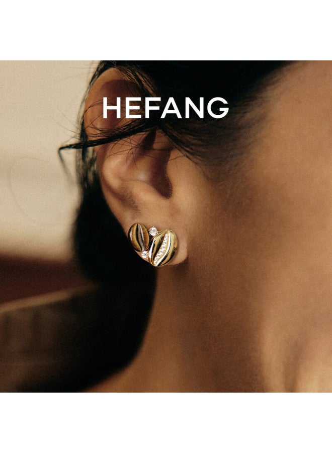 Hefang elry, Coffee Bean Sweet Heart Stud Earrings For Women, Elegant Birthday And New Year Gift For Girlfriend