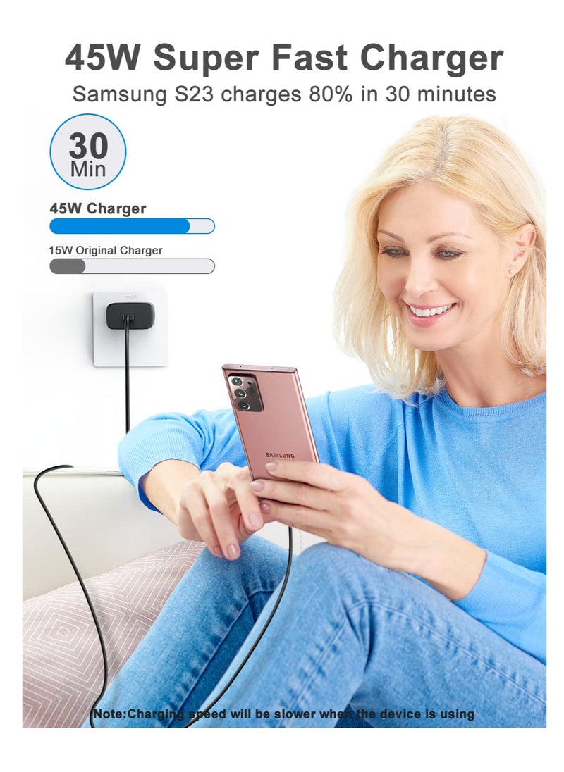 Generic - 45W Super Fast Charger for Samsung, USB C Plug for Galaxy S24 Ultra/S24/S23+/S23/S22 Ultra/S21/S20/Note20/A55/A54/A53/A16/A15/A14/A13/A12/Z Flip 6/5/4/3 /Z Fold 6/5/4/3 and Tab S10 Ultra/S10+/S10/S9 Ultra/S8+/S7+/S7, PPS Charger 2.0 with 5A Type-C Cable - Image 1