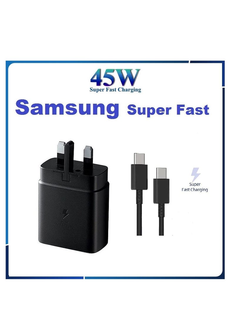 Generic - 45W Super Fast Charger for Samsung, USB C Plug for Galaxy S24 Ultra/S24/S23+/S23/S22 Ultra/S21/S20/Note20/A55/A54/A53/A16/A15/A14/A13/A12/Z Flip 6/5/4/3 /Z Fold 6/5/4/3 and Tab S10 Ultra/S10+/S10/S9 Ultra/S8+/S7+/S7, PPS Charger 2.0 with 5A Type-C Cable - Image 1