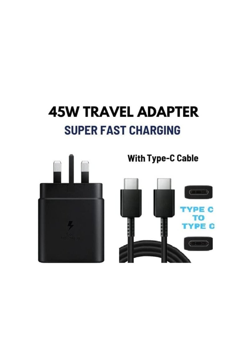 Generic - 45W Super Fast Charger for Samsung, USB C Plug for Galaxy S24 Ultra/S24/S23+/S23/S22 Ultra/S21/S20/Note20/A55/A54/A53/A16/A15/A14/A13/A12/Z Flip 6/5/4/3 /Z Fold 6/5/4/3 and Tab S10 Ultra/S10+/S10/S9 Ultra/S8+/S7+/S7, PPS Charger 2.0 with 5A Type-C Cable - Image 1